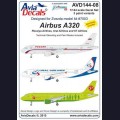1:144   Avia decals   AVD144-08   Набор декалей для Airbus A320 - ГТК Россия, Ural Airlines, S7 Airlines 